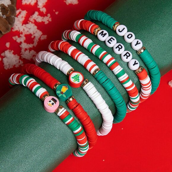 6-Pack Christmas Bracelets Candy-Style Stacks for Women & Teens Gifts - Picture 2 of 6
